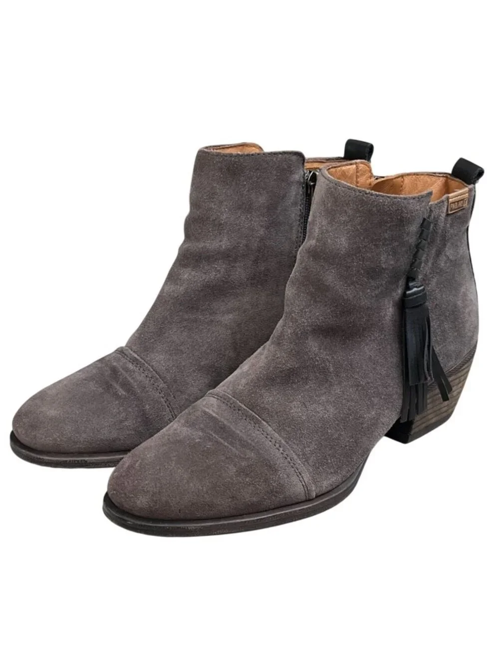 Pikolinos Baqueira Taupe Suede Comfort Tassle Ankle Booties EU 40 US 9-9.5